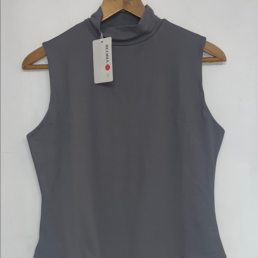 ReoRia XL Women’s Charcoal Sleeveless Bodysuit #bodycon #scuba #soft - Picture 2 of 7